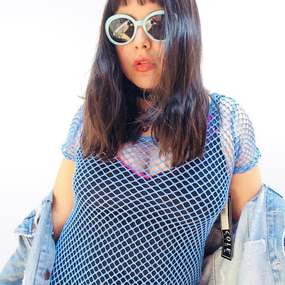 Vtg deadstock fishnet goth grunge maxi dress